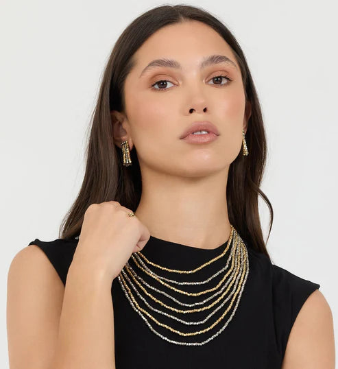 Jafna Multi Layer Necklace (Dual Tone)