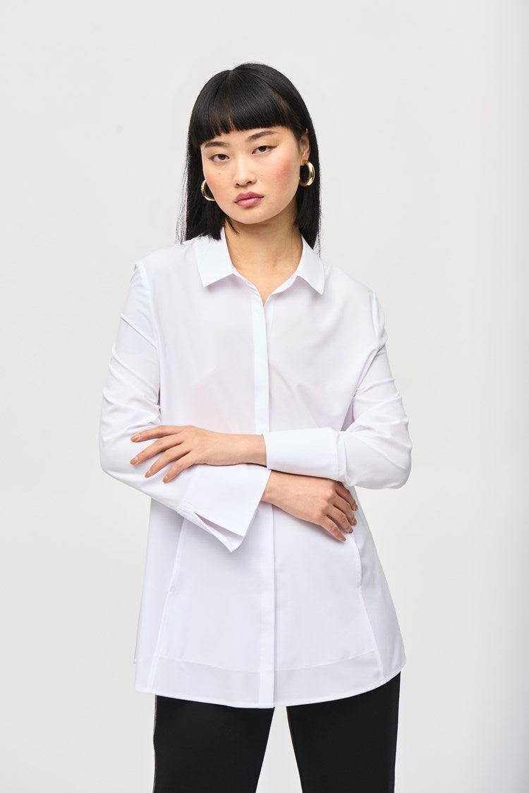 Woven Button-Down Blouse with Pockets