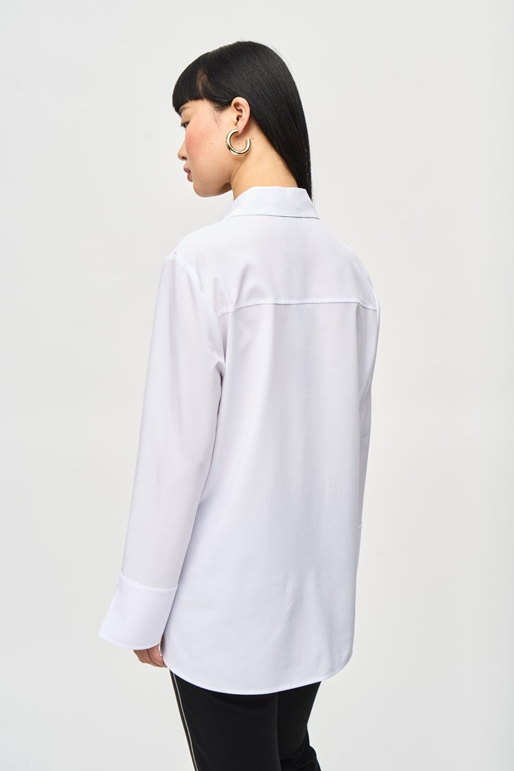Woven Button-Down Blouse with Pockets