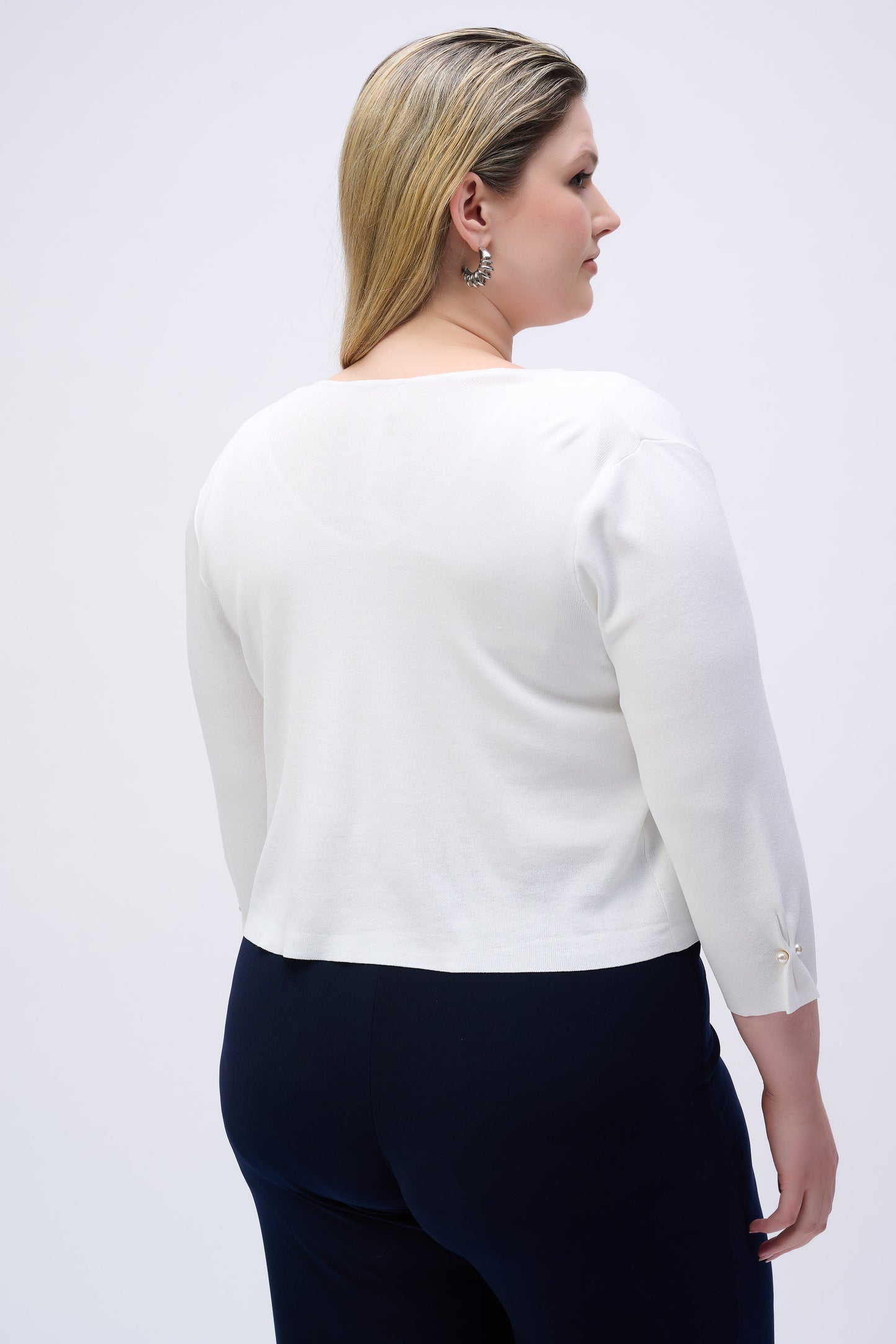 251900 Sweater Knit Cover-Up with Pearl Ornament