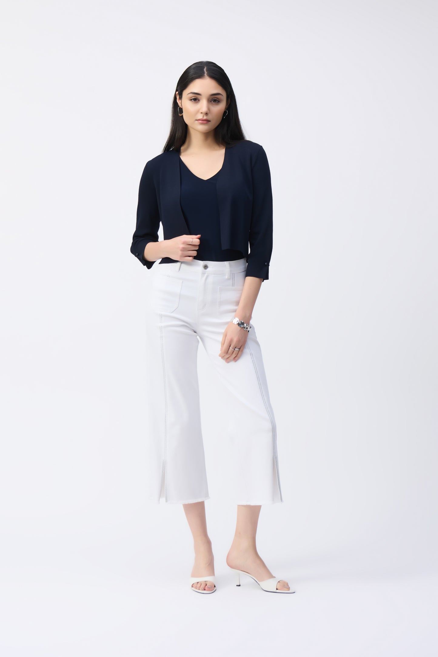251900 Sweater Knit Cover-Up with Pearl Ornament