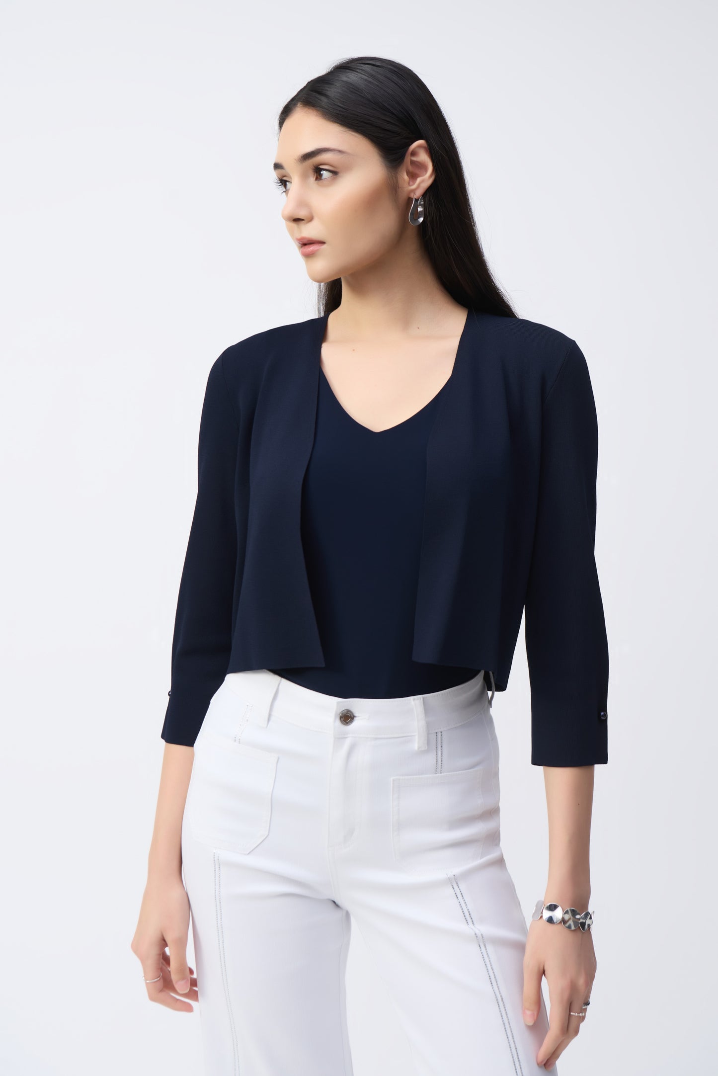 251900 Sweater Knit Cover-Up with Pearl Ornament