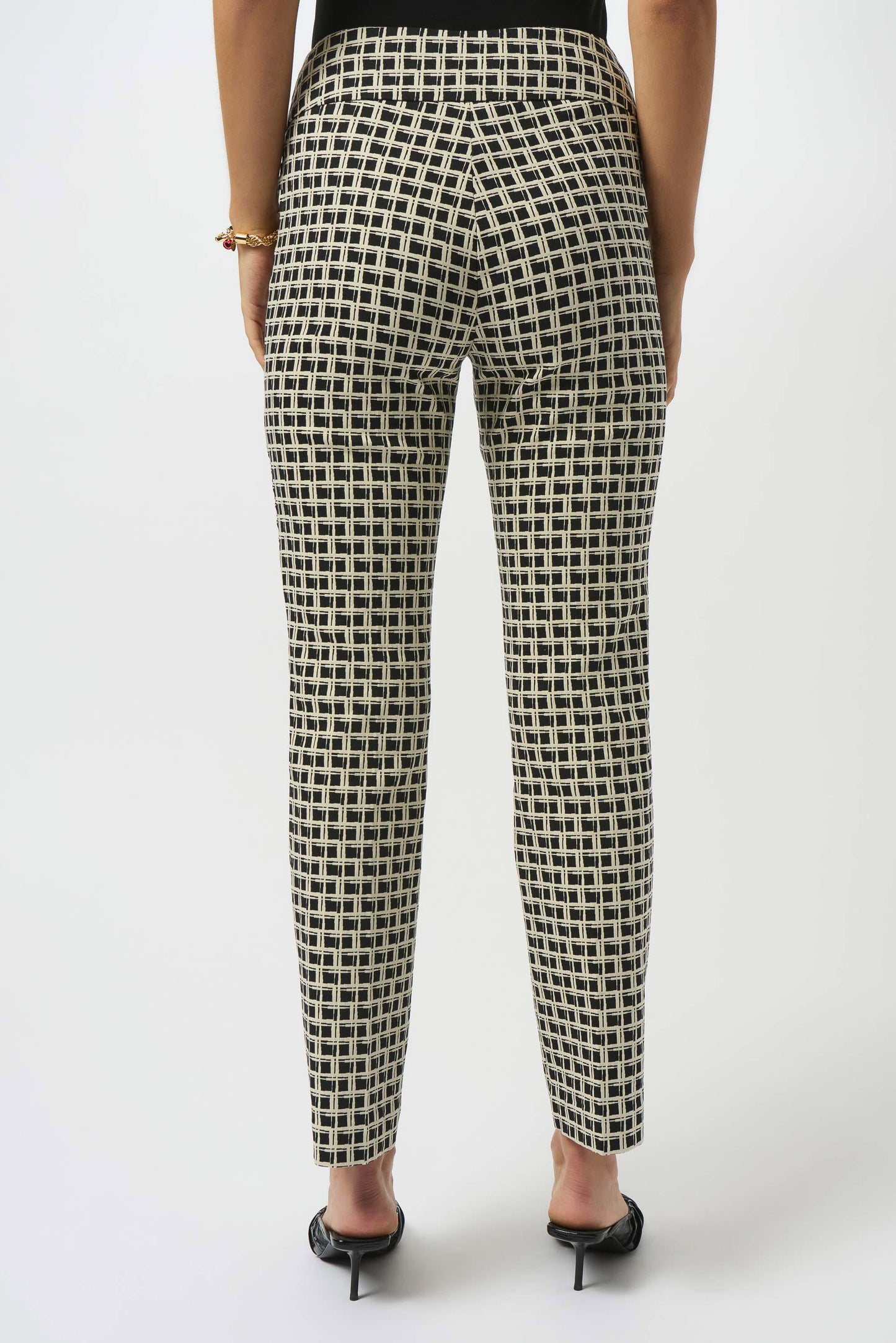 Jacquard Geometric Print Straight Pull-On Pants