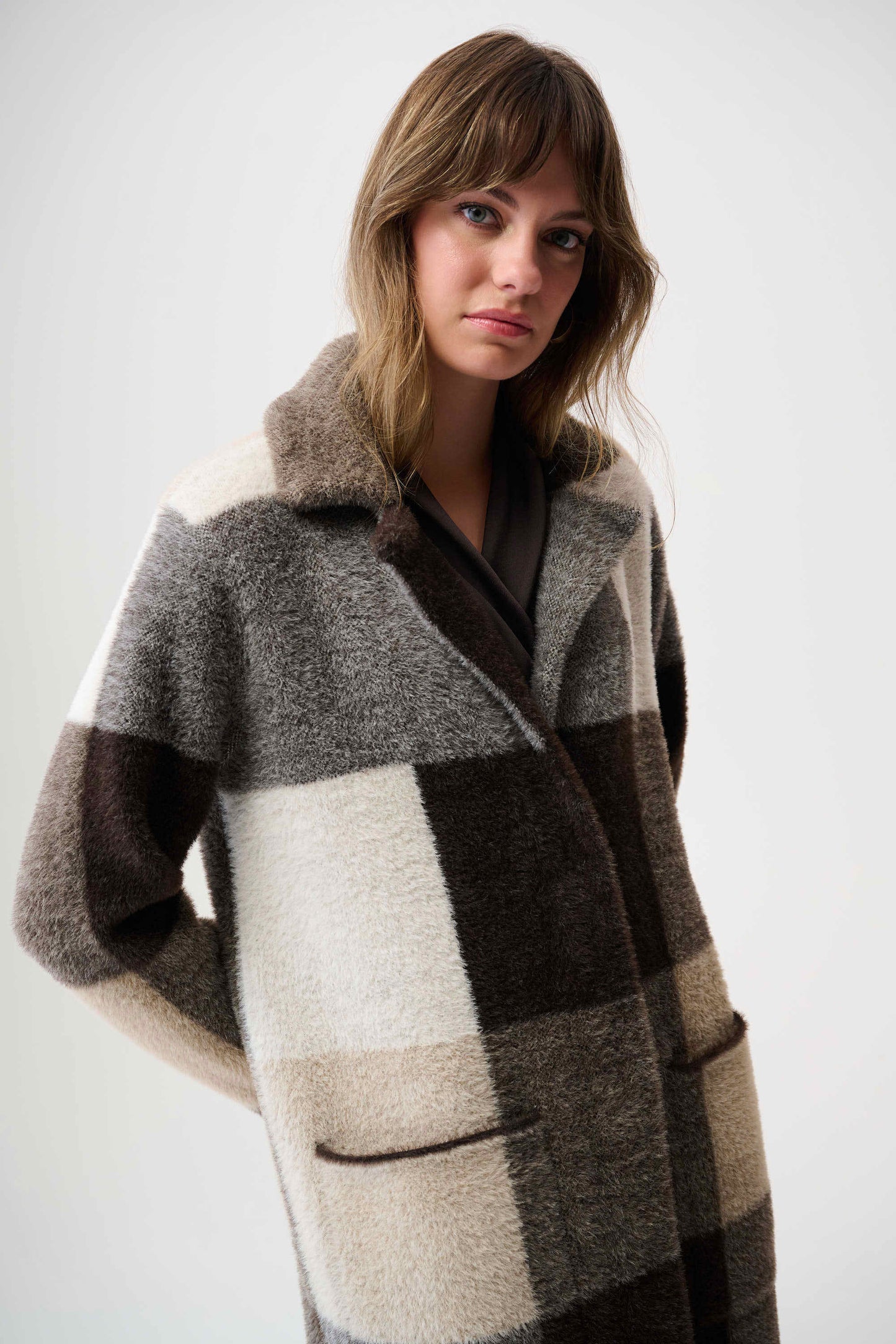 Plaid Print Sweater Coat