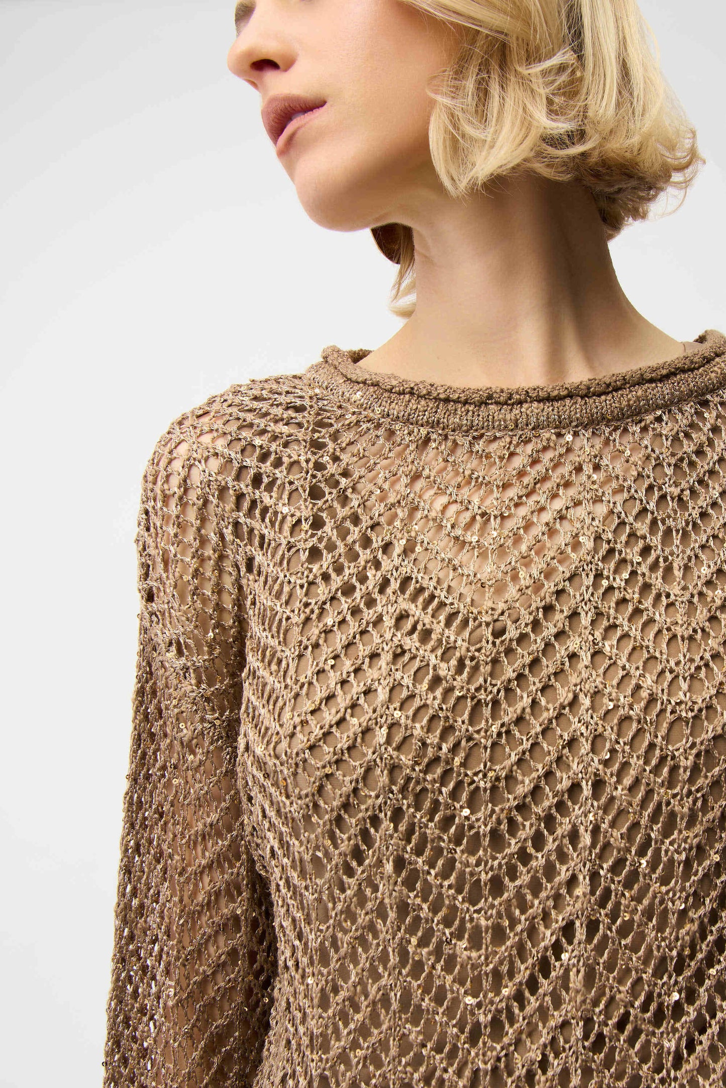 Sequins Yarn Chevron Print Long Sleeve Sweater