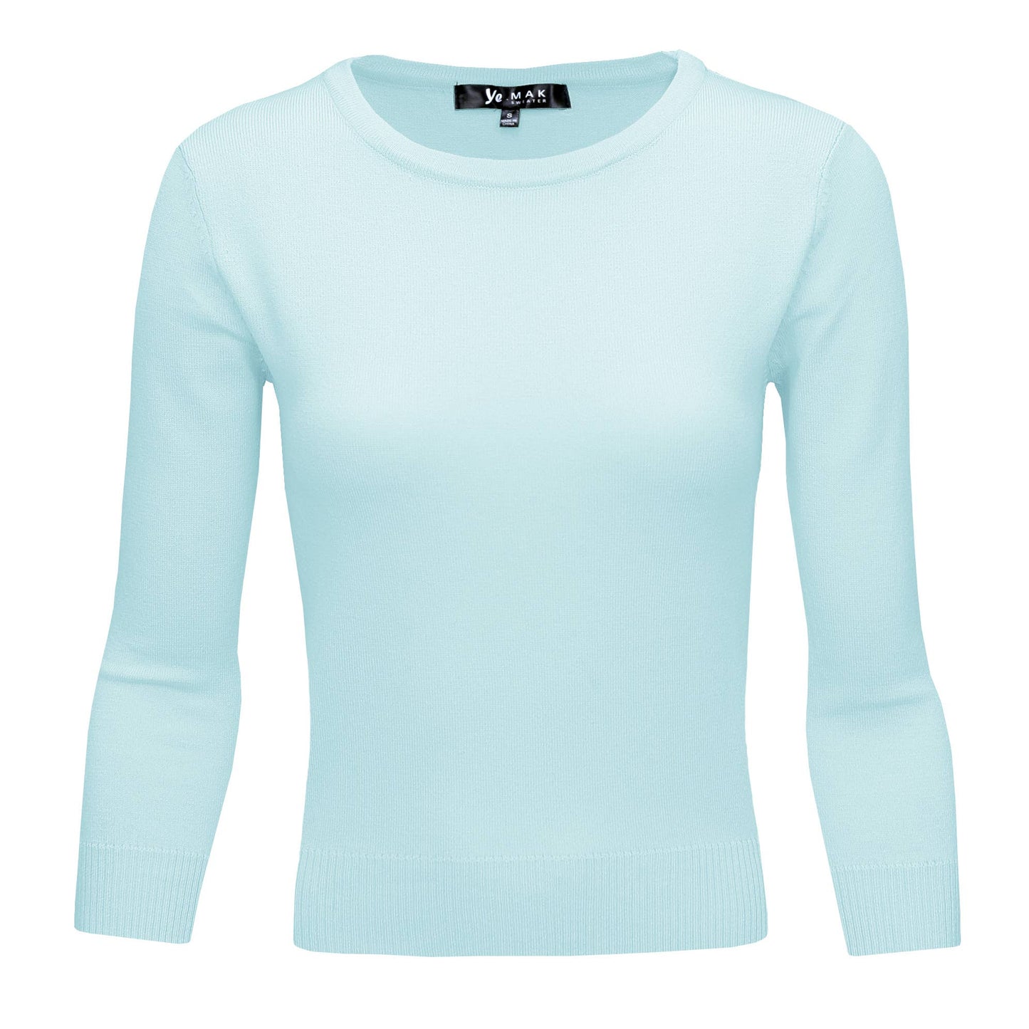 3/4 Sleeve Crewneck Soft Lightweight Basic Knit Top