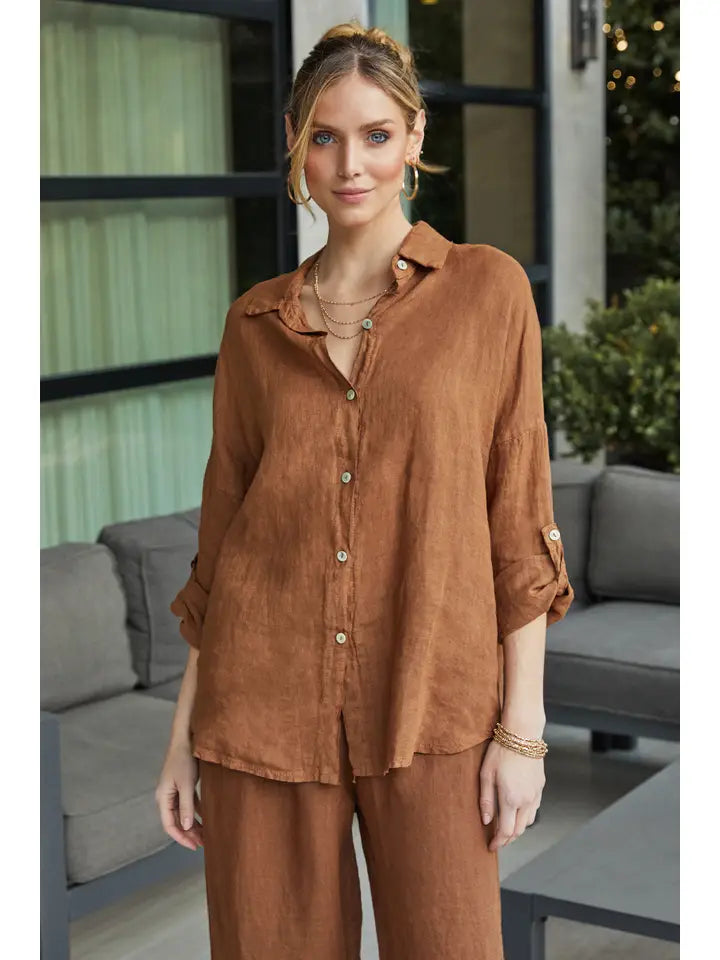 Linen Long Sleeve Button Down Shirt