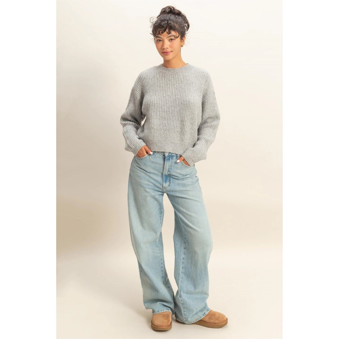 Ribbed Crew Neck Sweater
