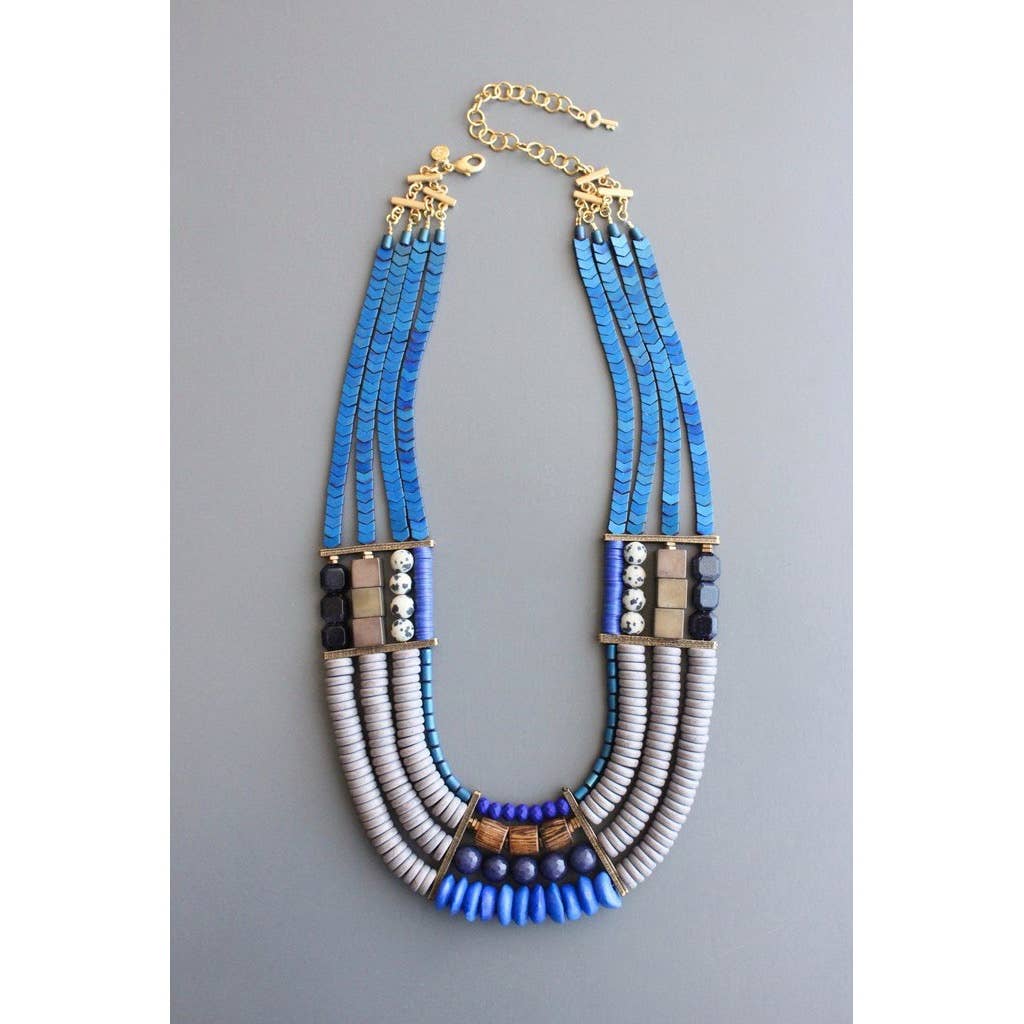 Elise Multi Layer Blue Necklace