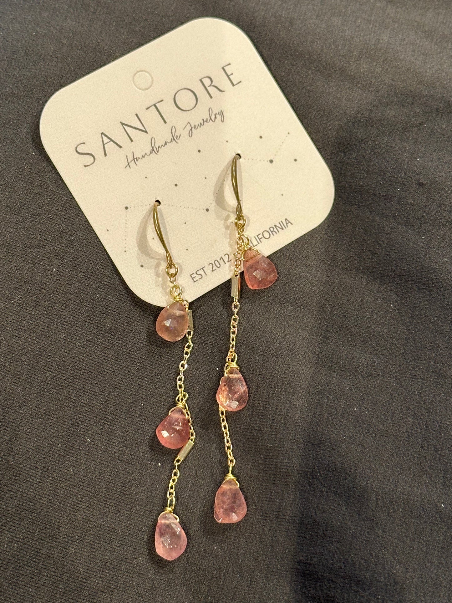 Tassel Earring Strawberry Quartz
