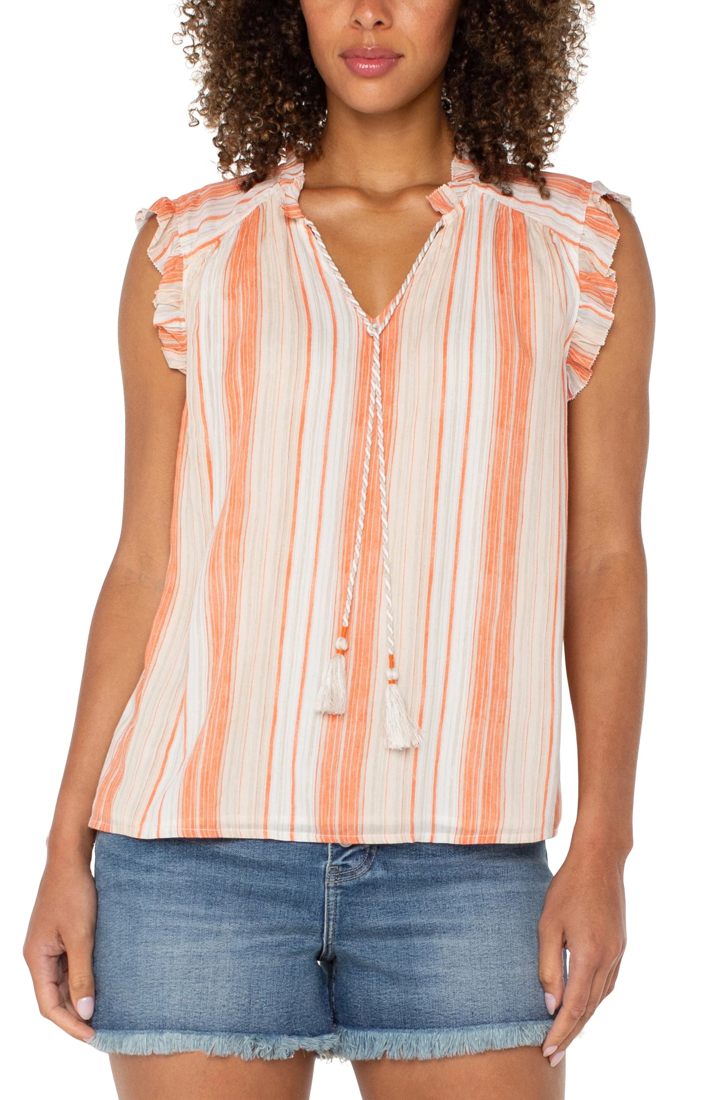 Short Sleeve Woven Blouse With Ties