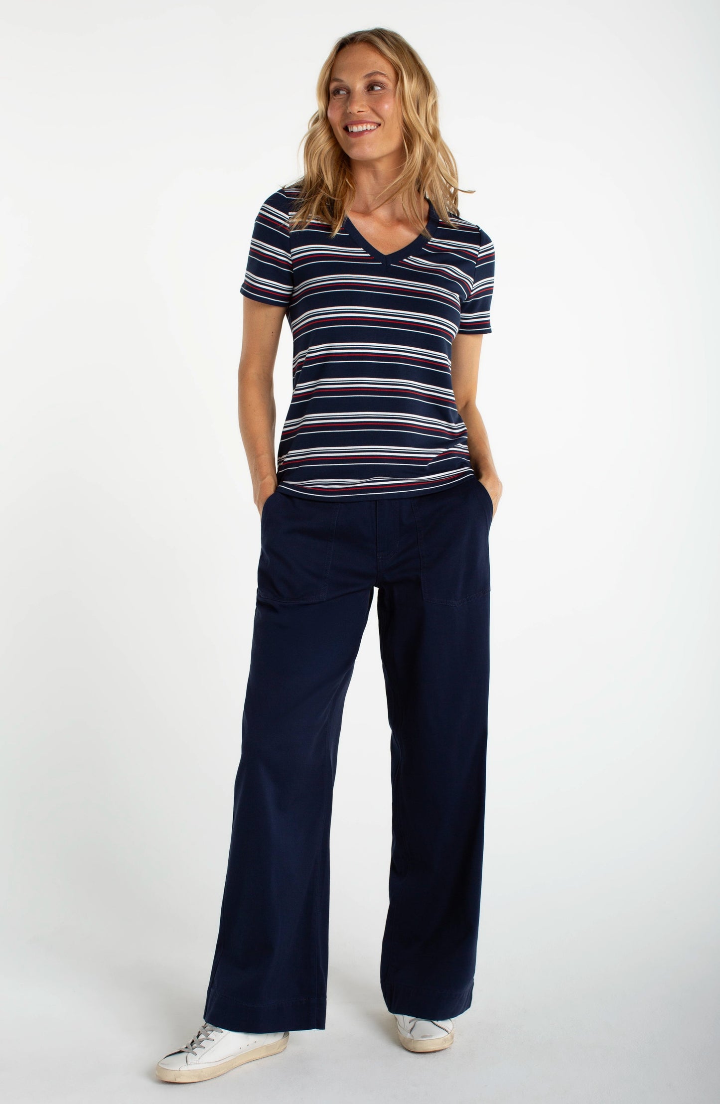 Short Slv V-neck Knit Tee