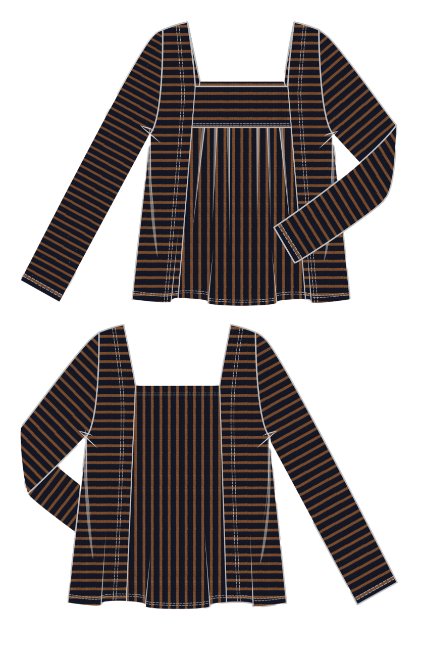 Long Sleeve Square Neck Knit Top