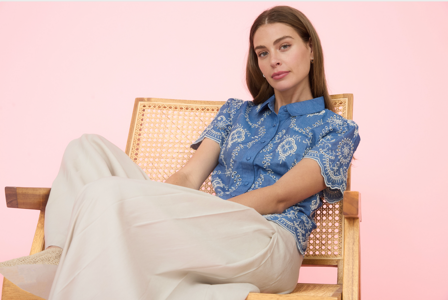 Eyelett Short Sleeve Shirt