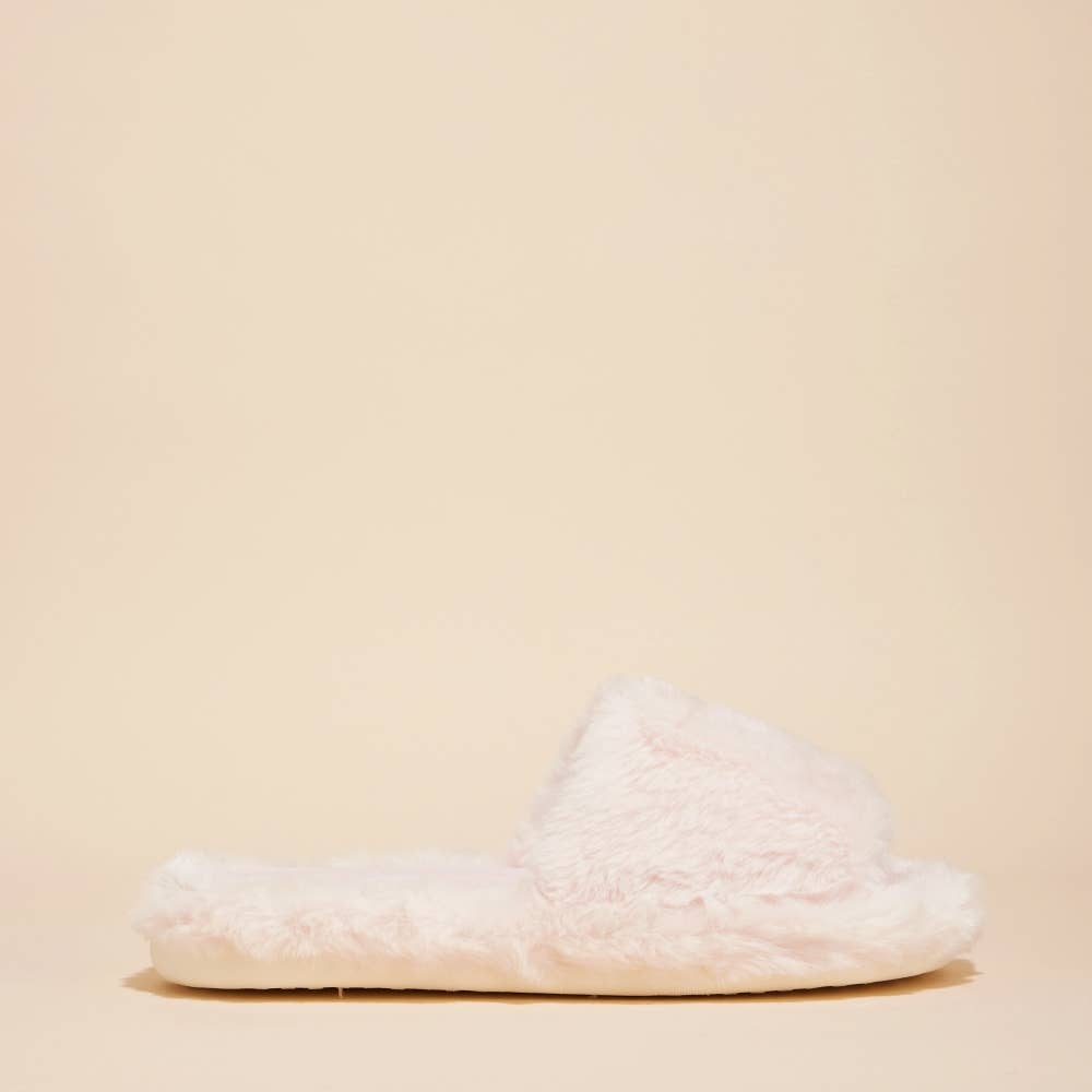 Open Toe Plain Fuzzy Slippers