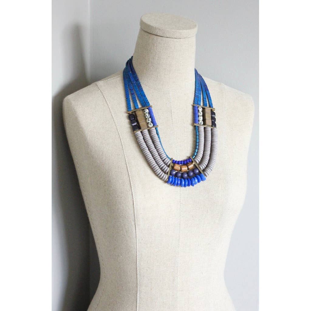 Elise Multi Layer Blue Necklace