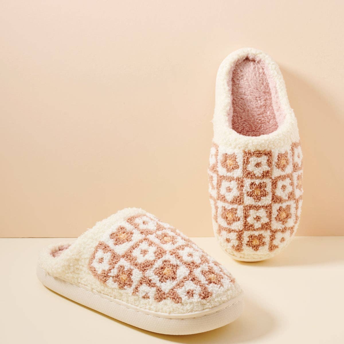 Flower Color Block Home Slippers
