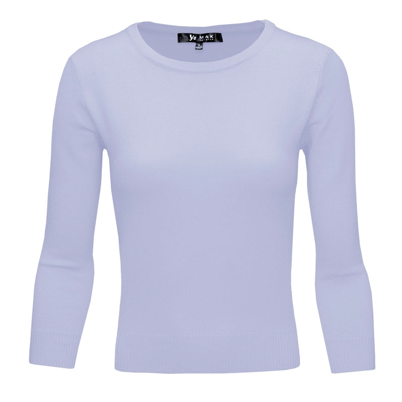 3/4 Sleeve Crewneck Soft Lightweight Basic Knit Top