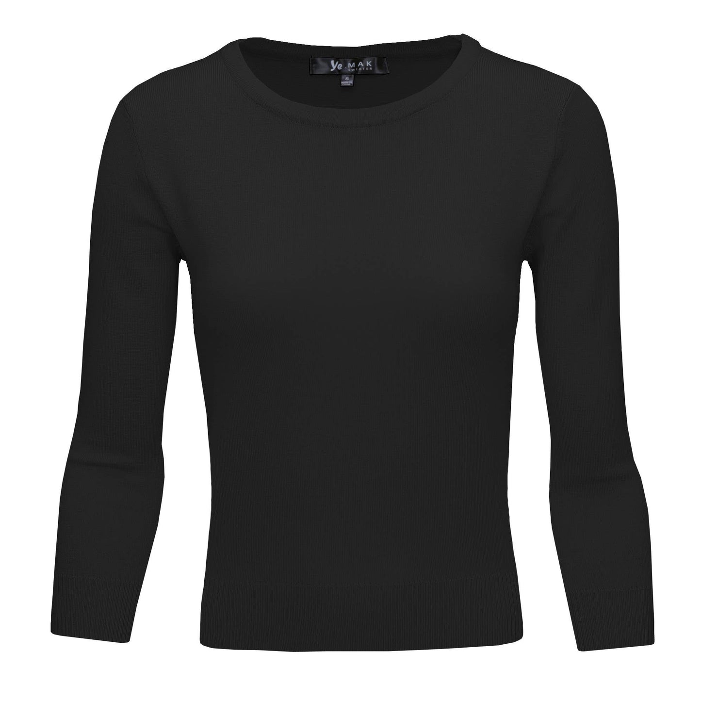 3/4 Sleeve Crewneck Soft Lightweight Basic Knit Top