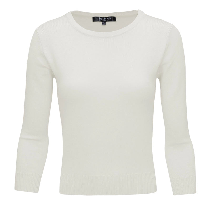 3/4 Sleeve Crewneck Soft Lightweight Basic Knit Top