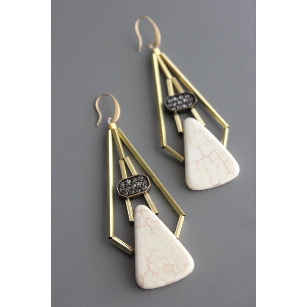 YSME43 ArtDeco rhinestone and white stone earrings