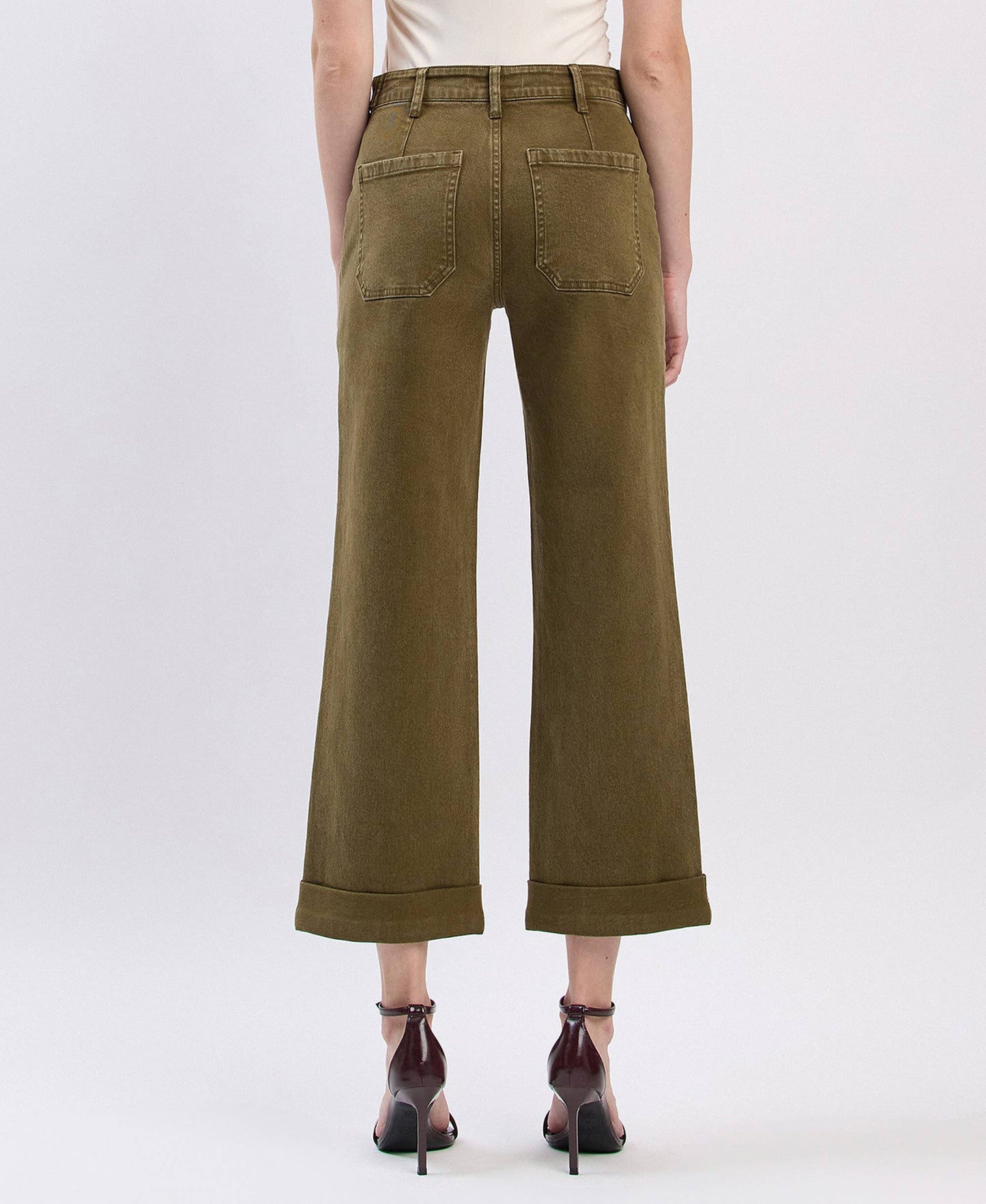 Jennifer Tab Waistband Cuffed Slim Wide