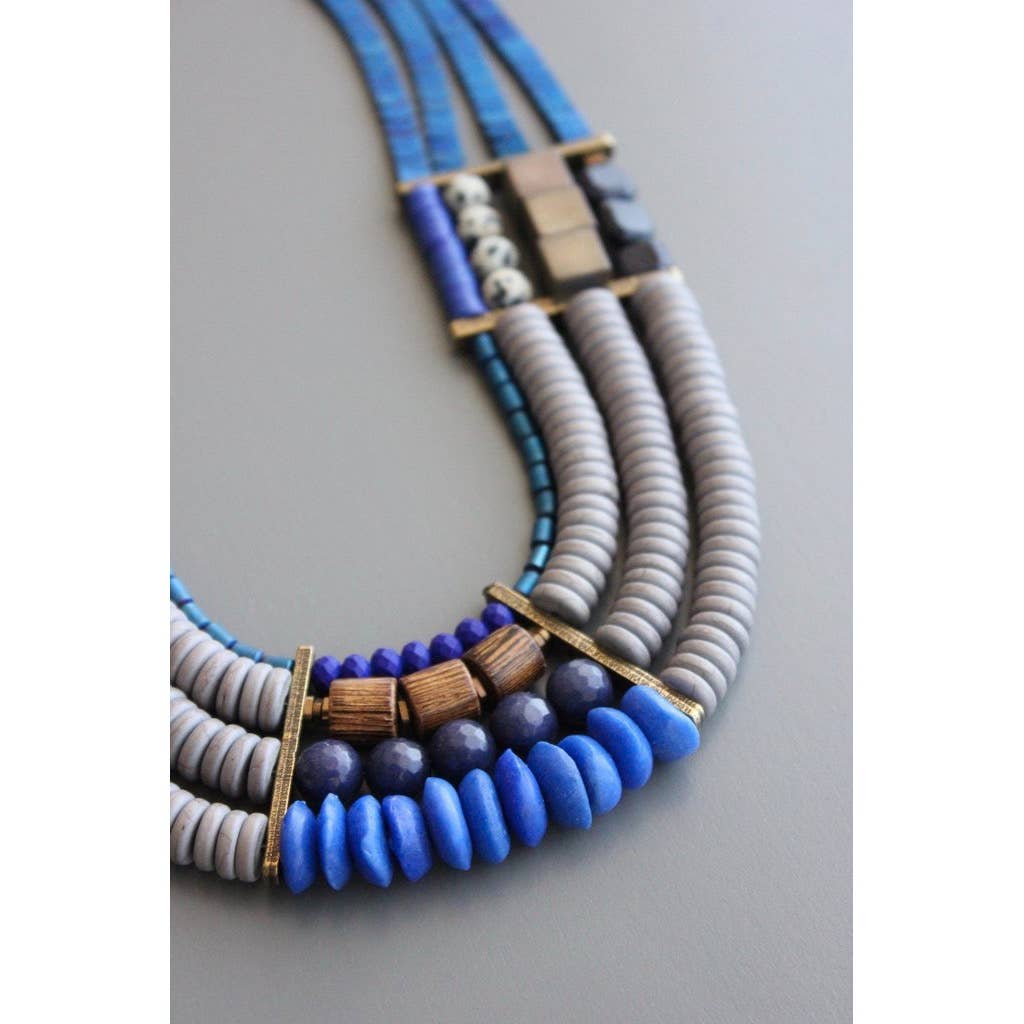 Elise Multi Layer Blue Necklace