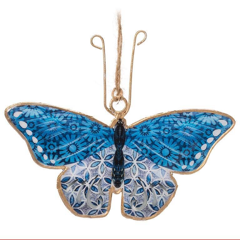 Blue/White Butterfly Ornament