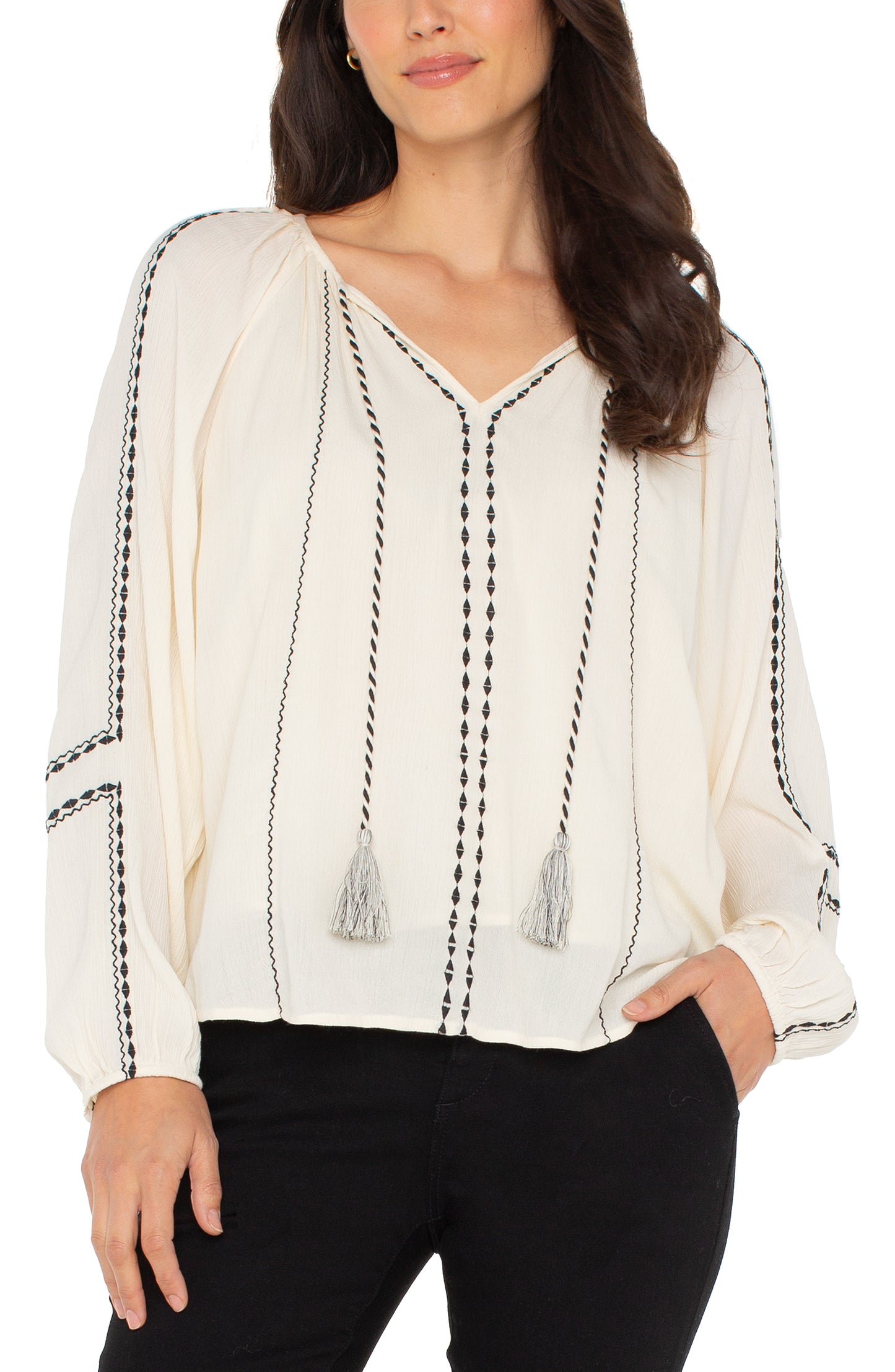 Long Sleeve Woven Raglan Blouse