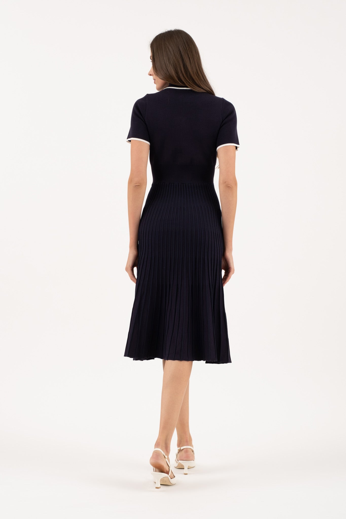 Collar Short Sleeve Pleated Dress