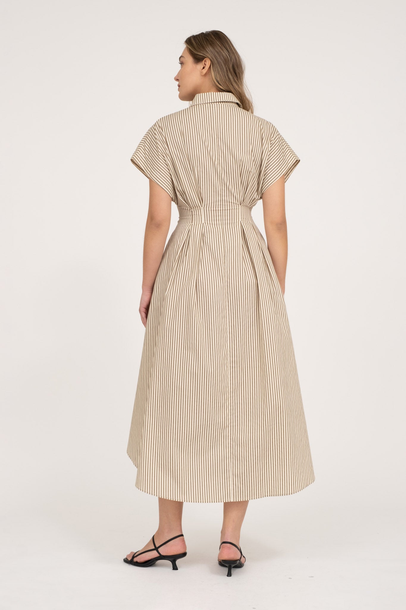 Stripe Button Down Belted Dress