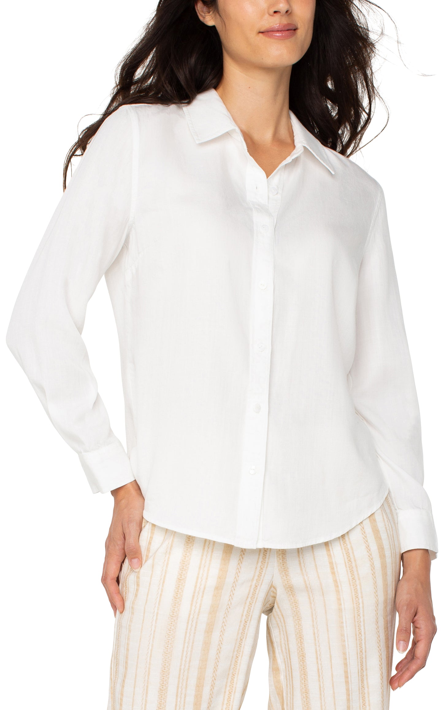 Long Rolled Sleeve Woven Shirt
