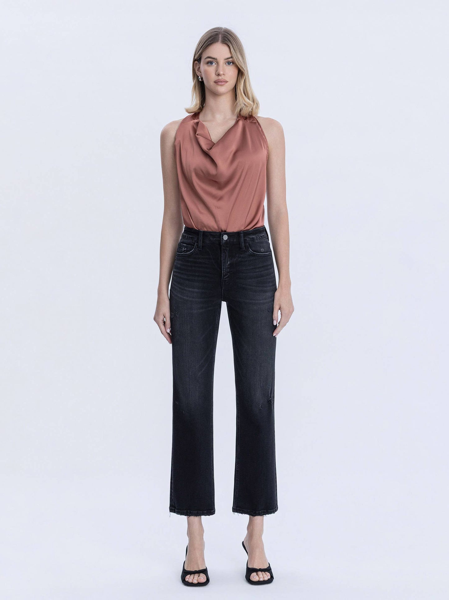 Olivia Mid Rise Ankle Straight Jeans
