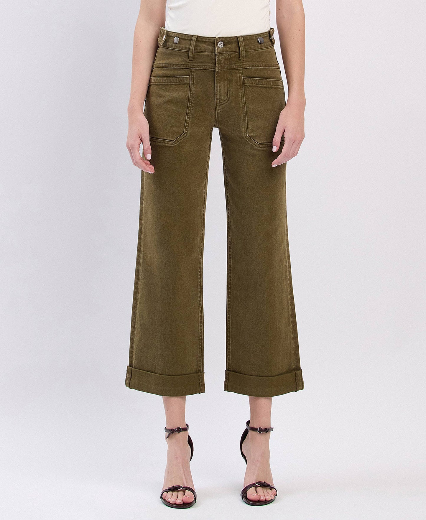 Jennifer Tab Waistband Cuffed Slim Wide