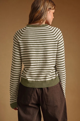 Striped Round Neck Sweater Top