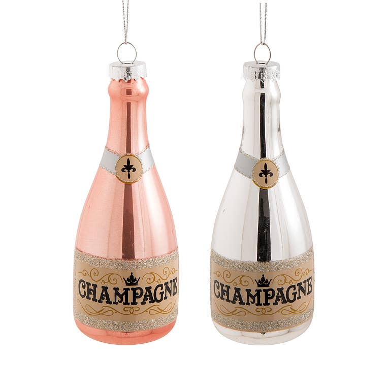 Champagne Bottle Ornament - 5"H