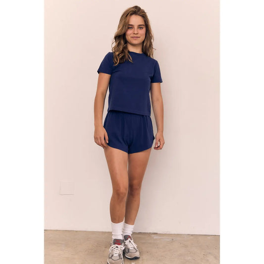 Mineral Washed Cotton Blank Cropped Tee