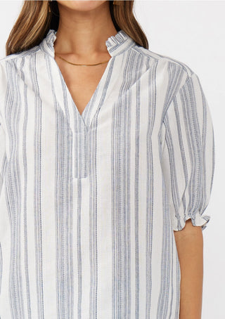 Yarn-Dyed Striped Neck Top