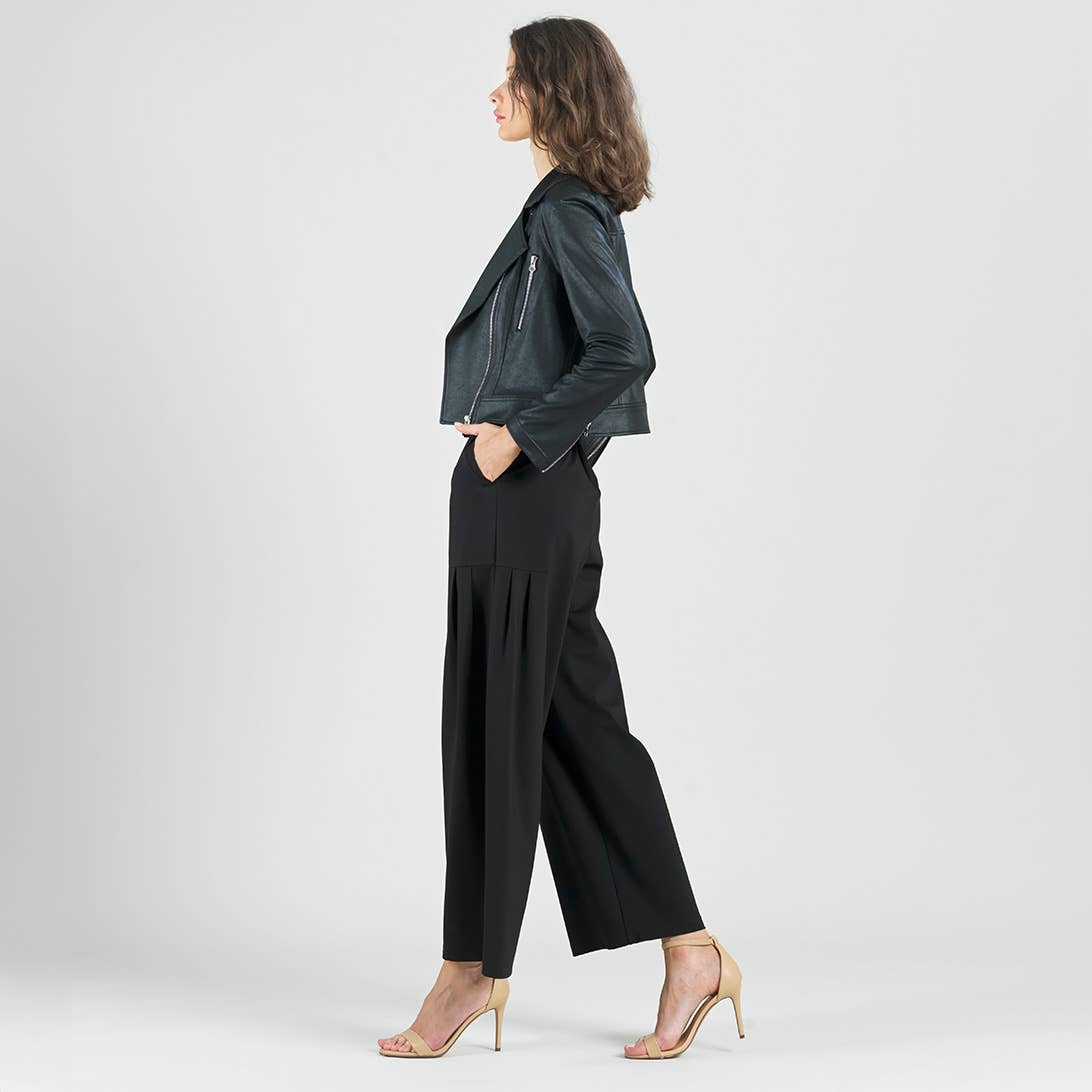 Margaret  - Liquid Leather Zip Cuff Moto Waist Jacket