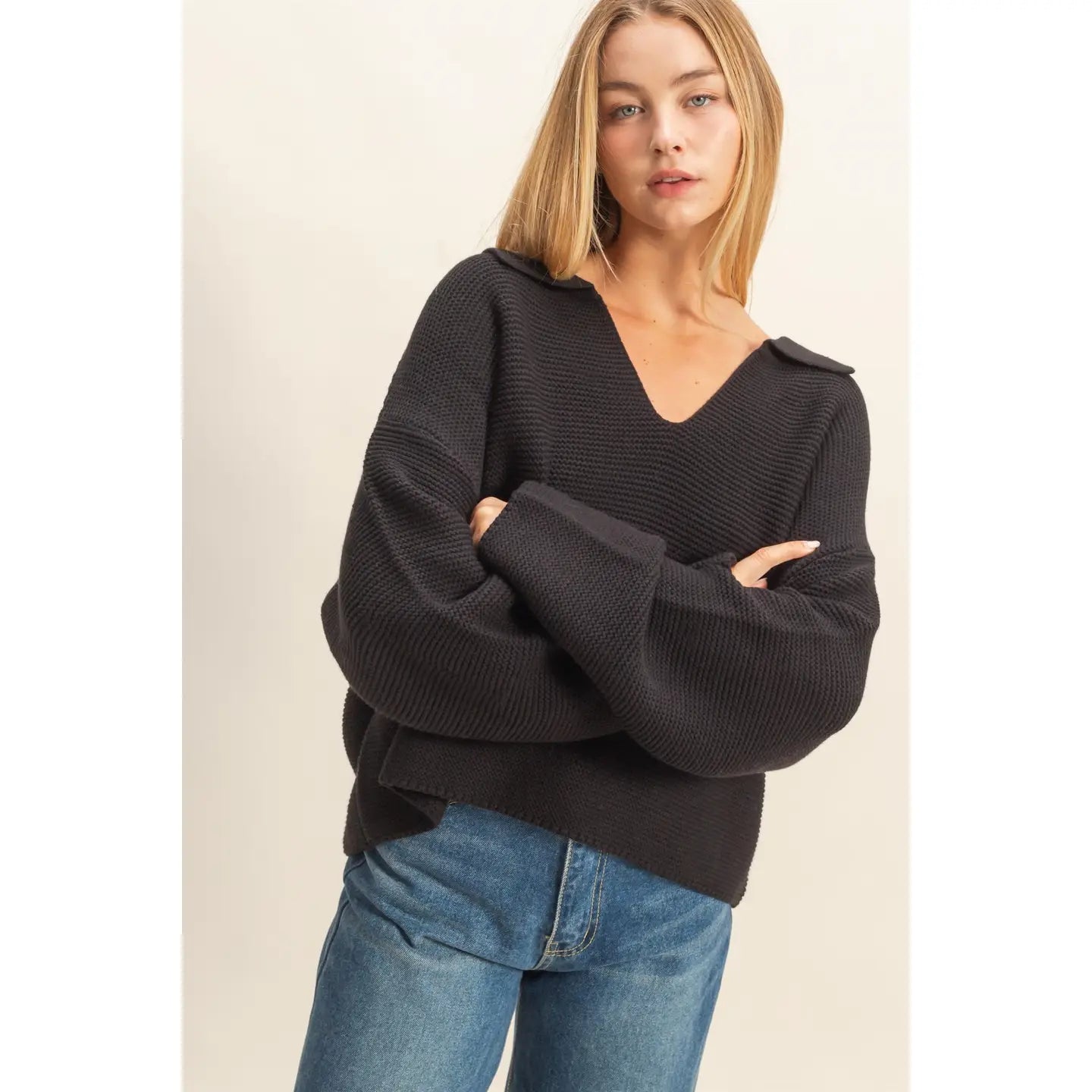 Textured Collared Pullover