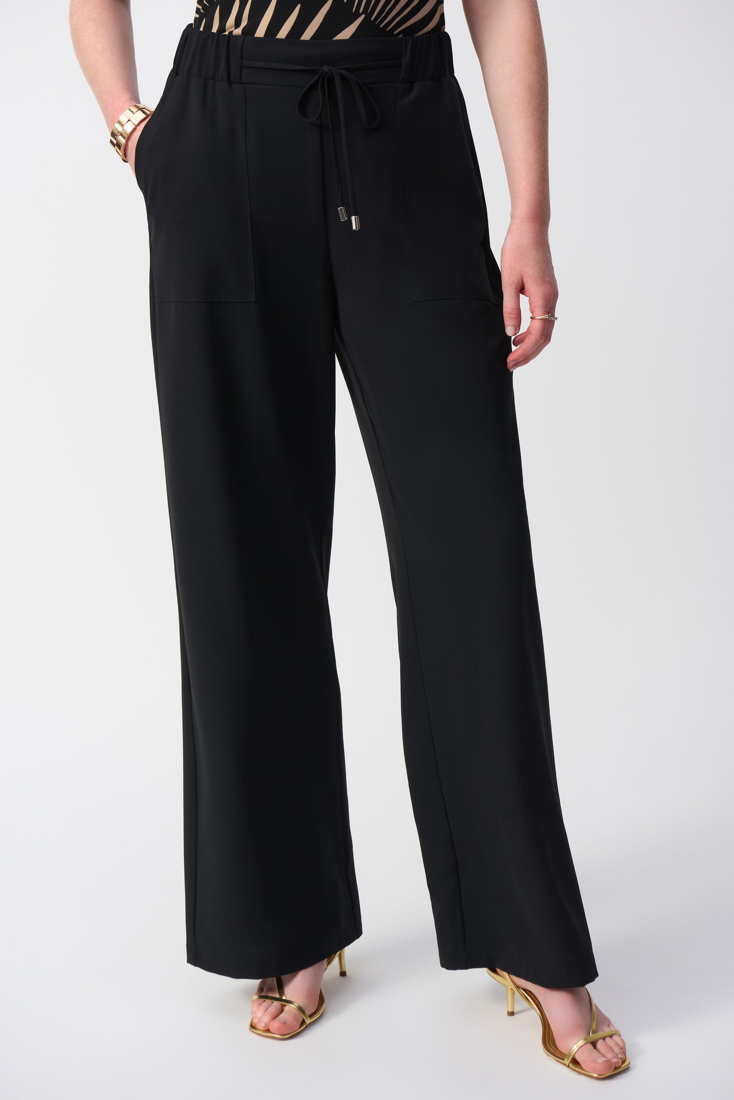 251185 Textured Woven Wide-Leg Pants