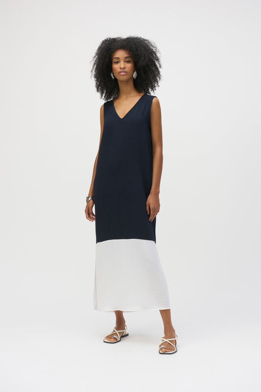 252030 Gauze Color Block Straight Dress