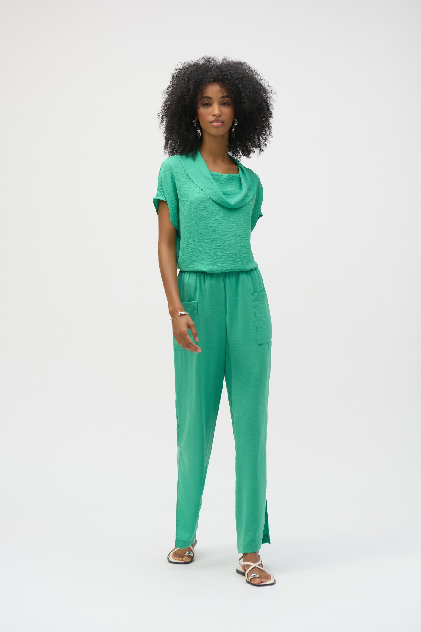252049 Gauze Wide-Leg Pull-On Pants