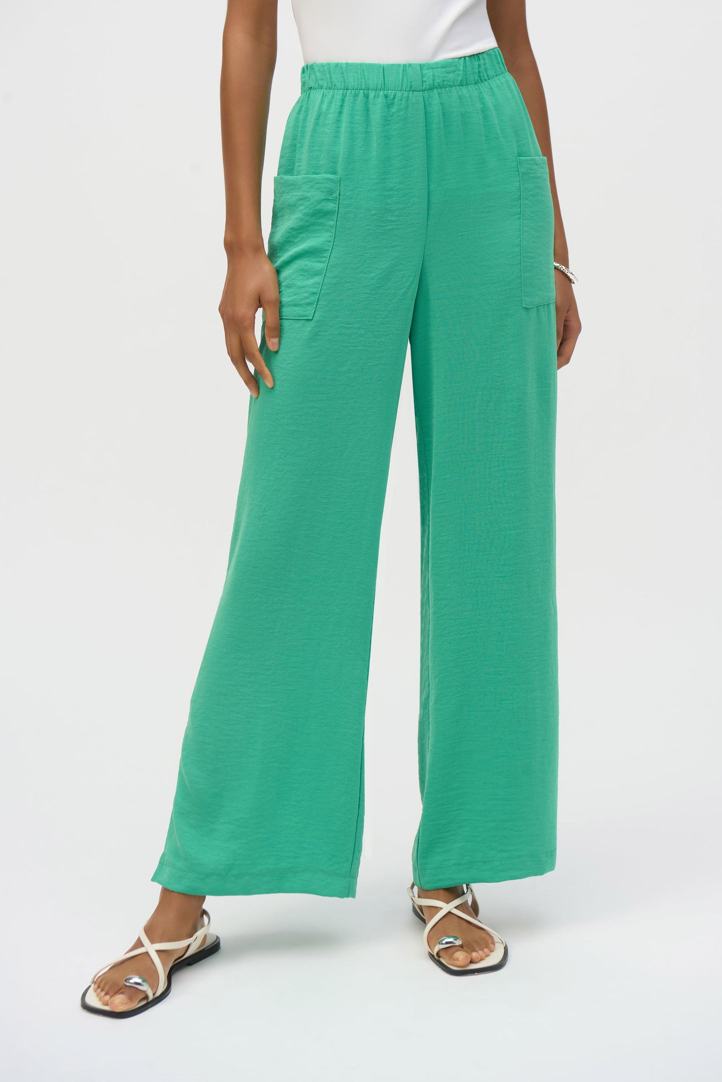 252049 Gauze Wide-Leg Pull-On Pants