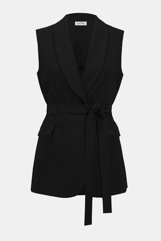 Crepe belted Straight Fit Vest