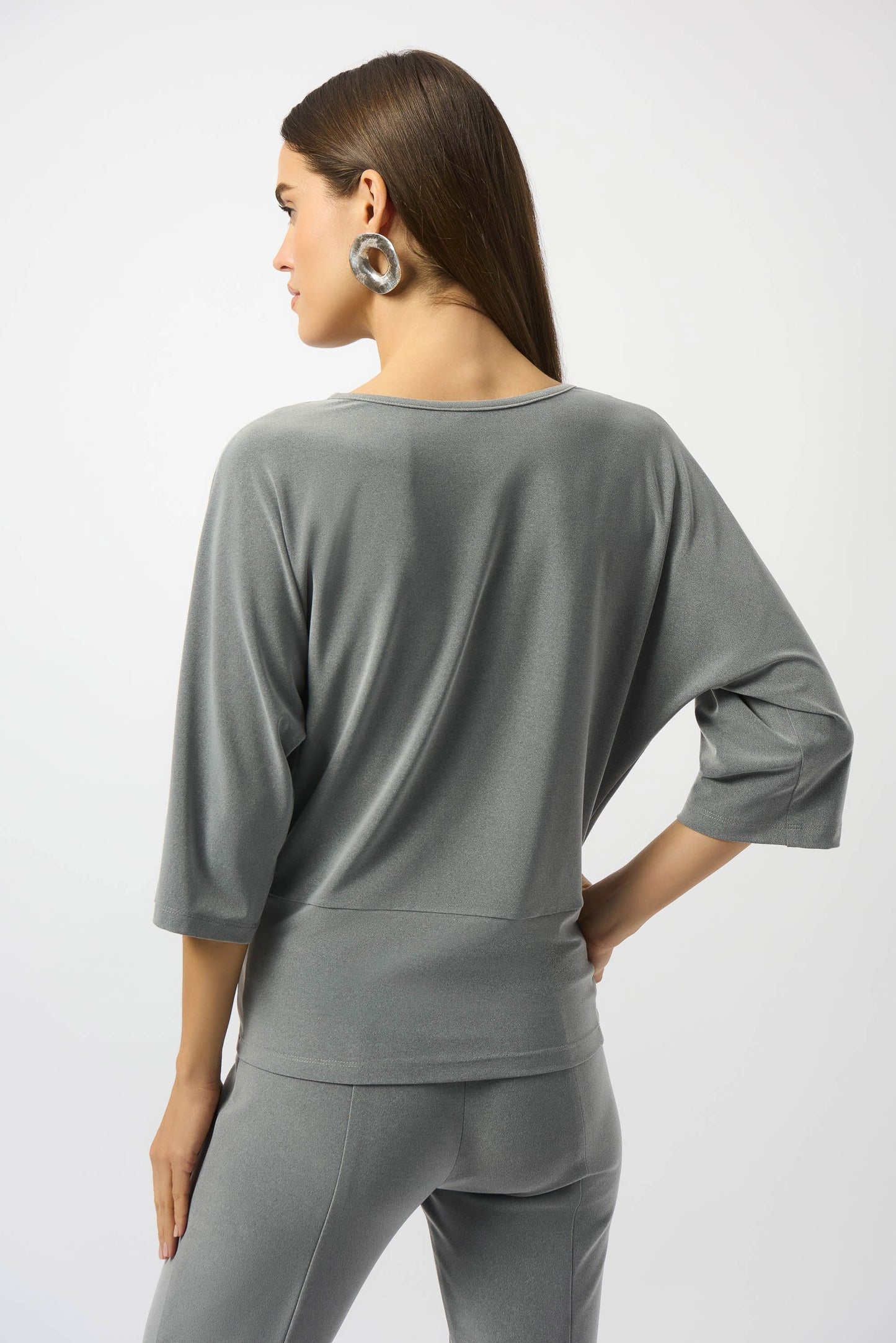 253304 Melange Knit Top with Knot TST