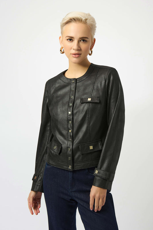 Foiled Faux Suede Fitted Jacket