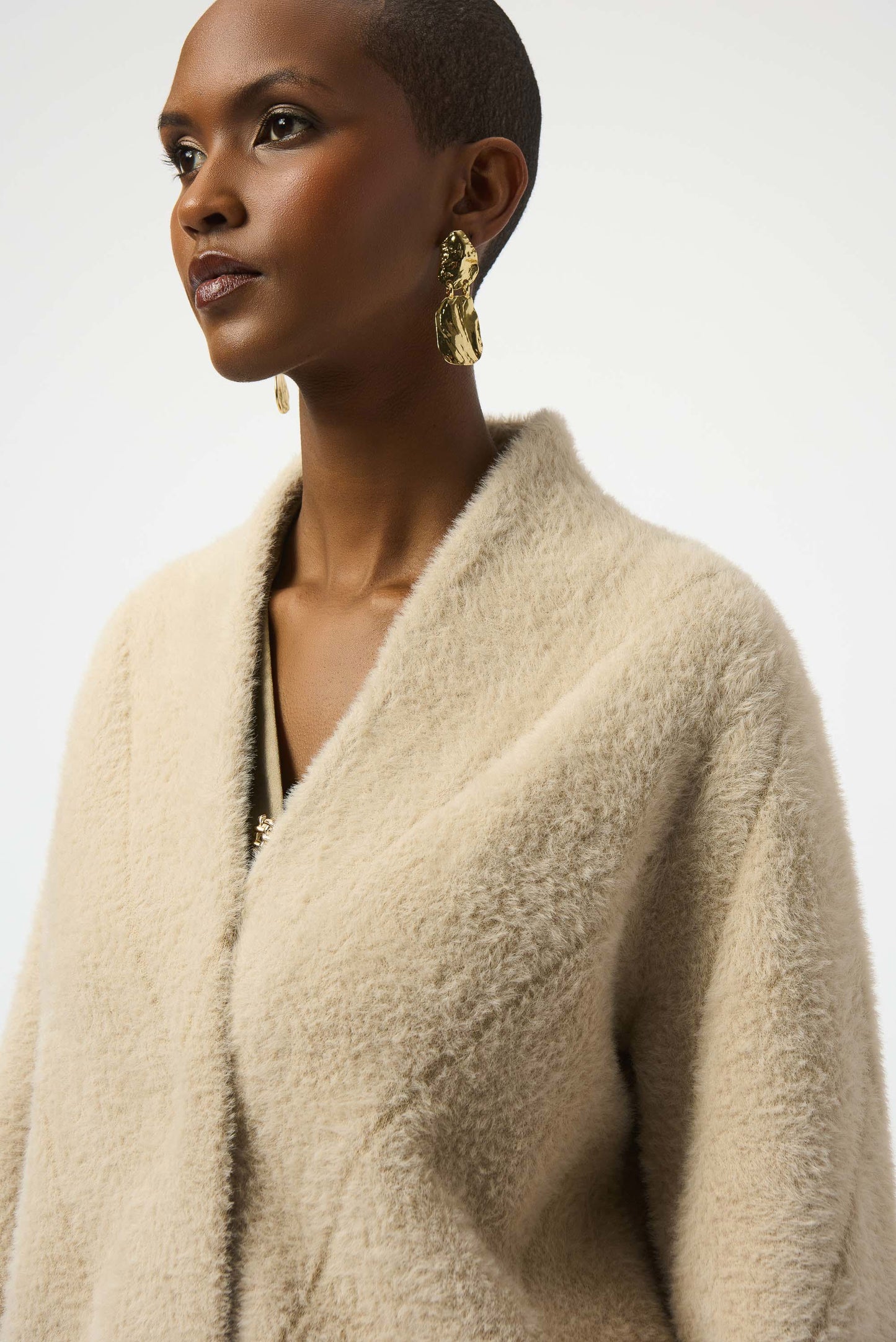 Feather Yarn Sweater Knit Coat
