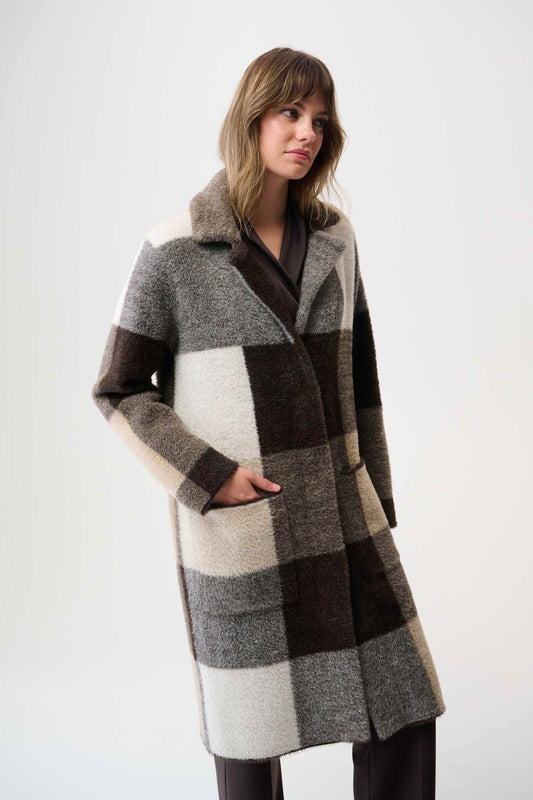 Plaid Print Sweater Coat