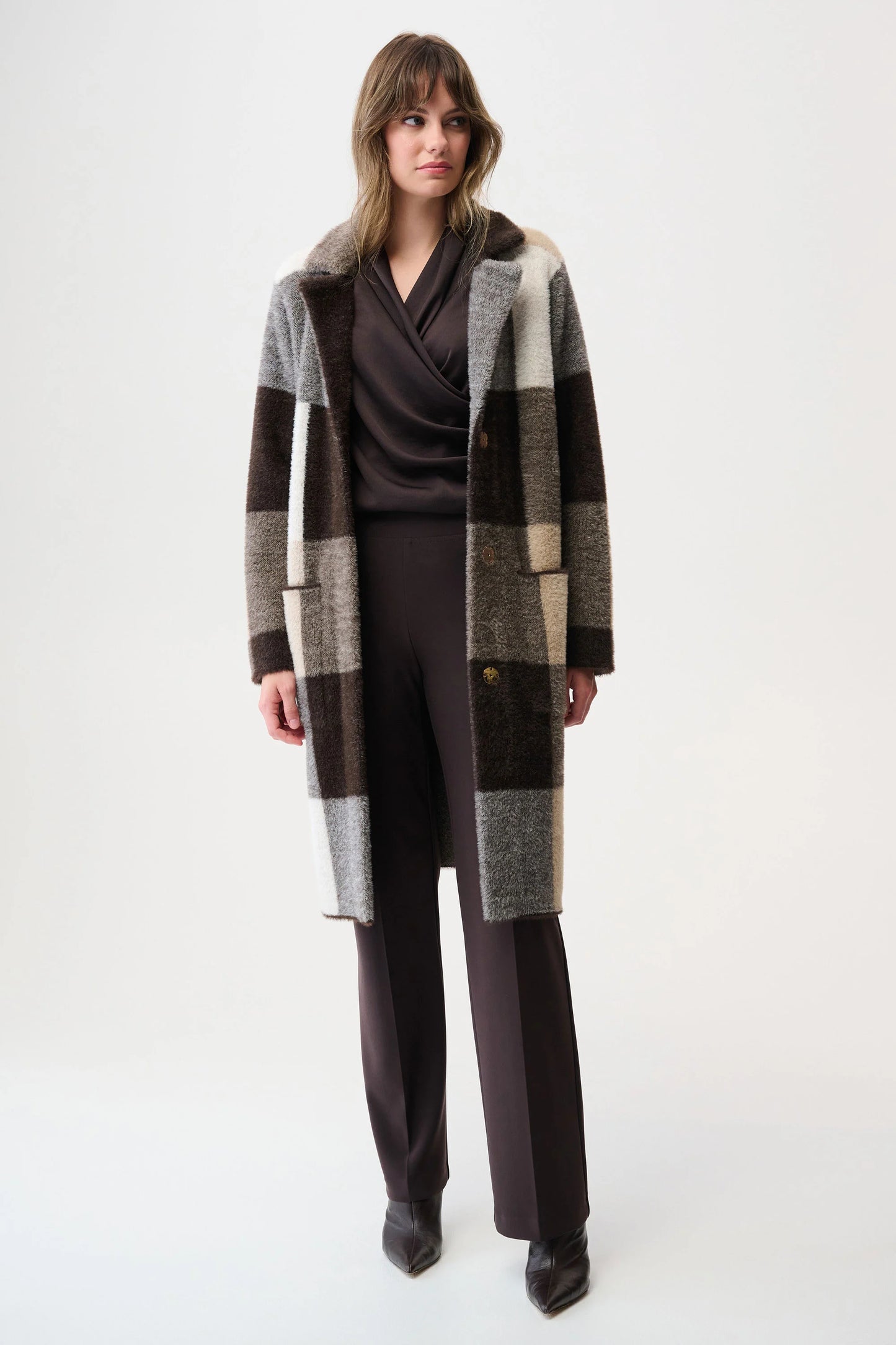 Plaid Print Sweater Coat